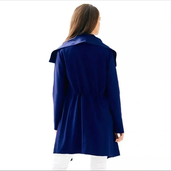 $298 NEW Lilly Pulitzer VALERIA DRESS COAT True Navy Trench Open Front XS - Picture 3 of 10